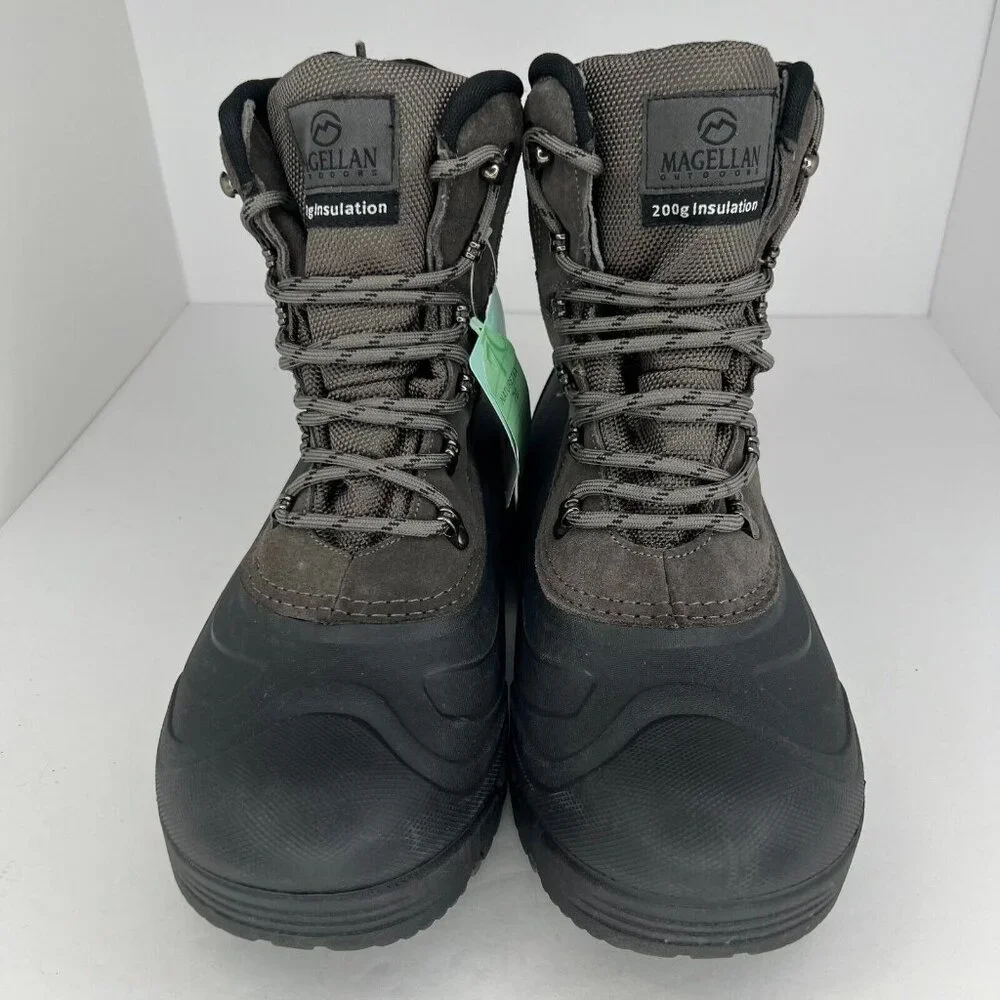 Magellan Outdoor Mens 177852 Gray Leather Lace Up Ankle Size 9D Hiking Boots